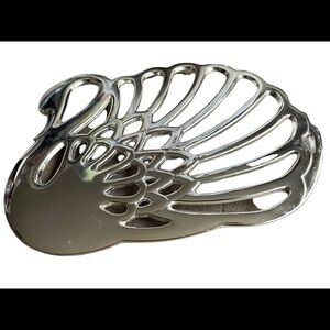 Silver plate-swan trivet